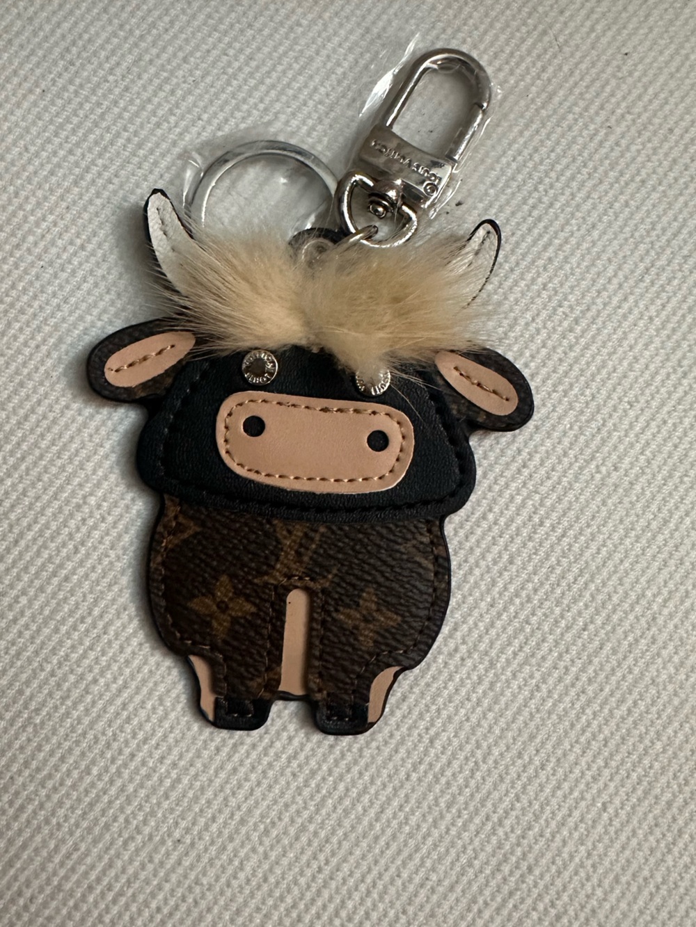 Brown & Tan Cow Bag Charm Keychain